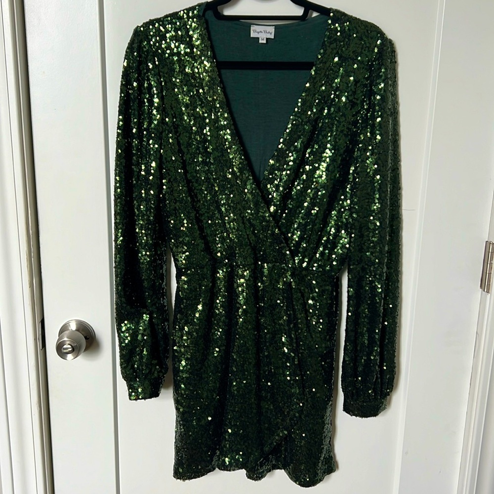 Brigitte Bailey emerald green sequin Demri dress